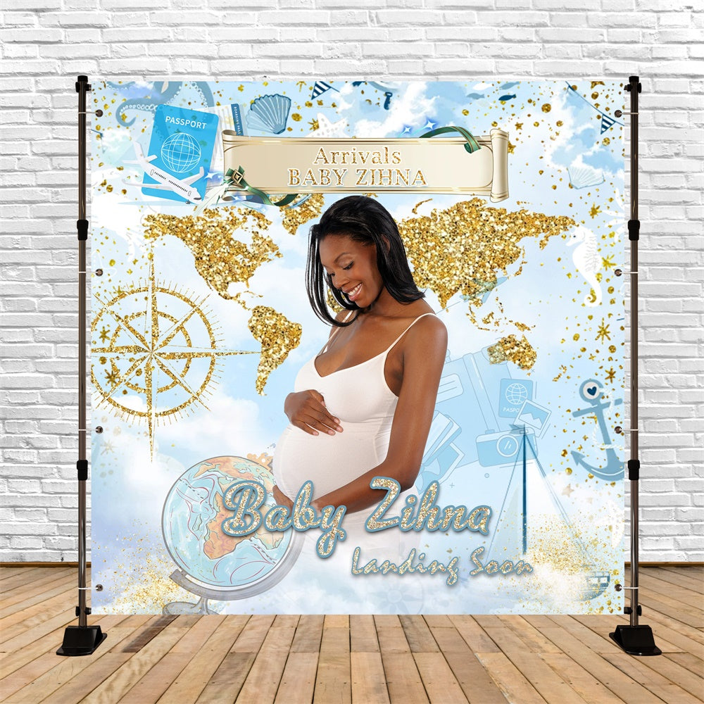 Baby Shower Backdrop Ideas Explorer World Map Custom Backdrop UK MRR7-5