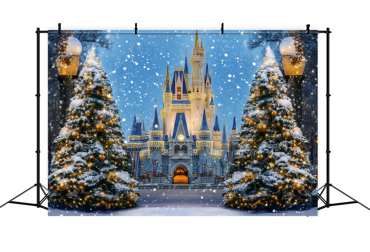 Christmas Tree Backdrop Enchanted Holiday Castle Backdrop UK MRR7-59