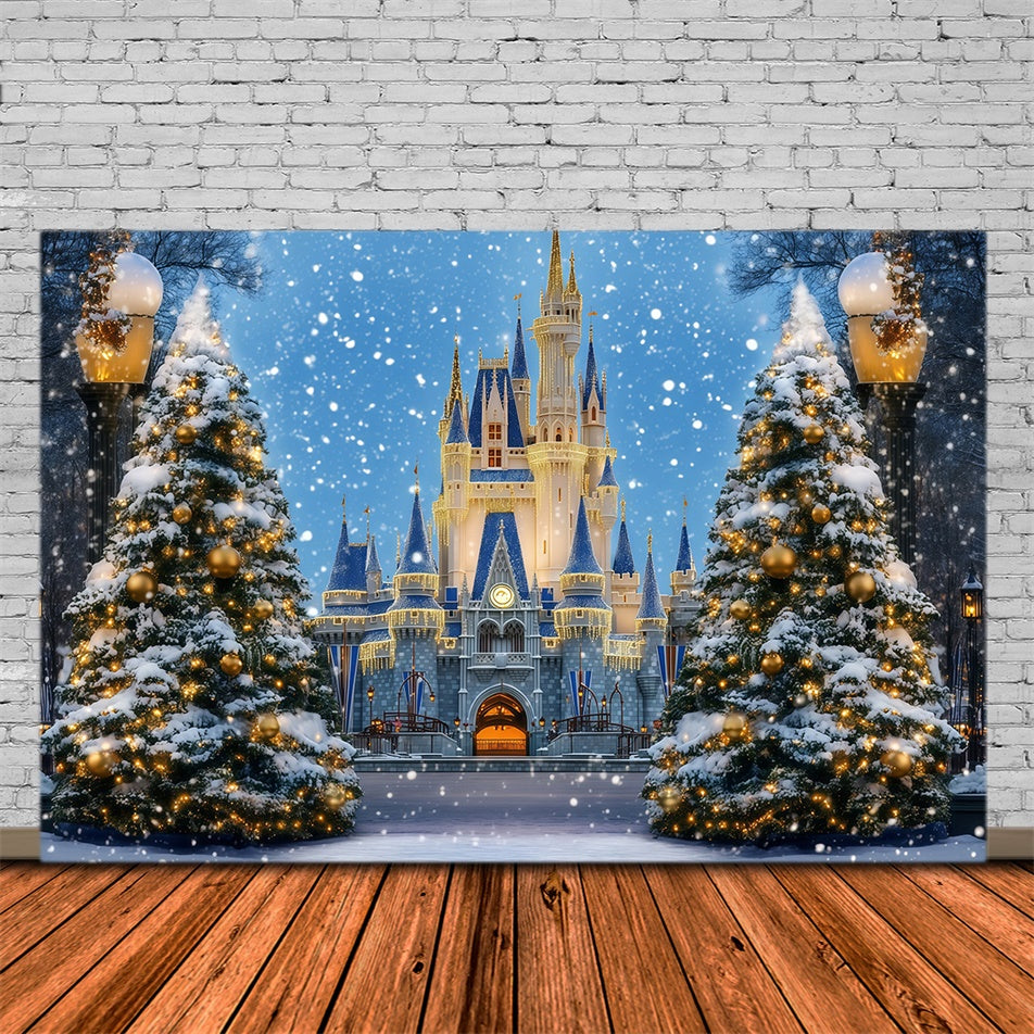 Christmas Tree Backdrop Enchanted Holiday Castle Backdrop UK MRR7-59