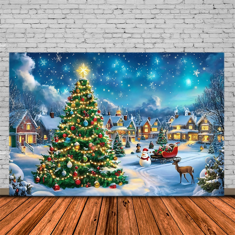 Christmas Village Backdrop Classic Holiday Charm Backdrop UK MRR7-64