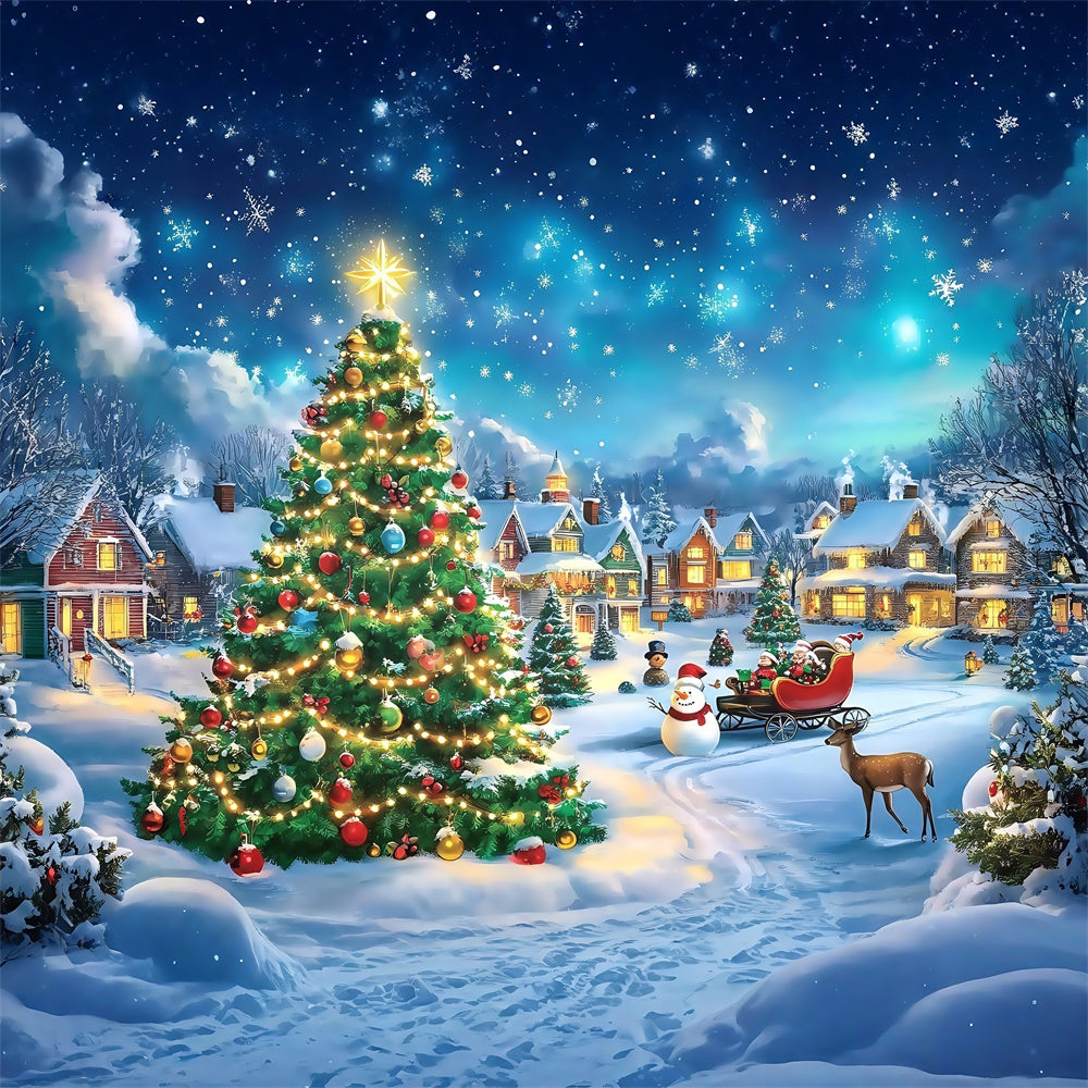 Christmas Village Backdrop Classic Holiday Charm Backdrop UK MRR7-64