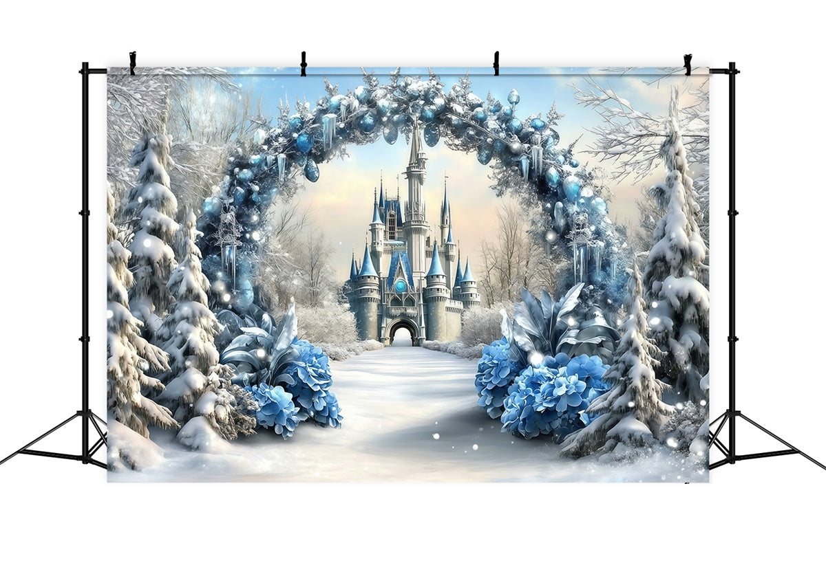 Christmas Backdrops Sale Winter Crystal Castle Backdrop UK MRR7-69