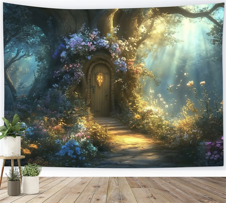 Fairytale Forest Backdrop Blossom Tree Cottage Backdrop UK MRR7-93