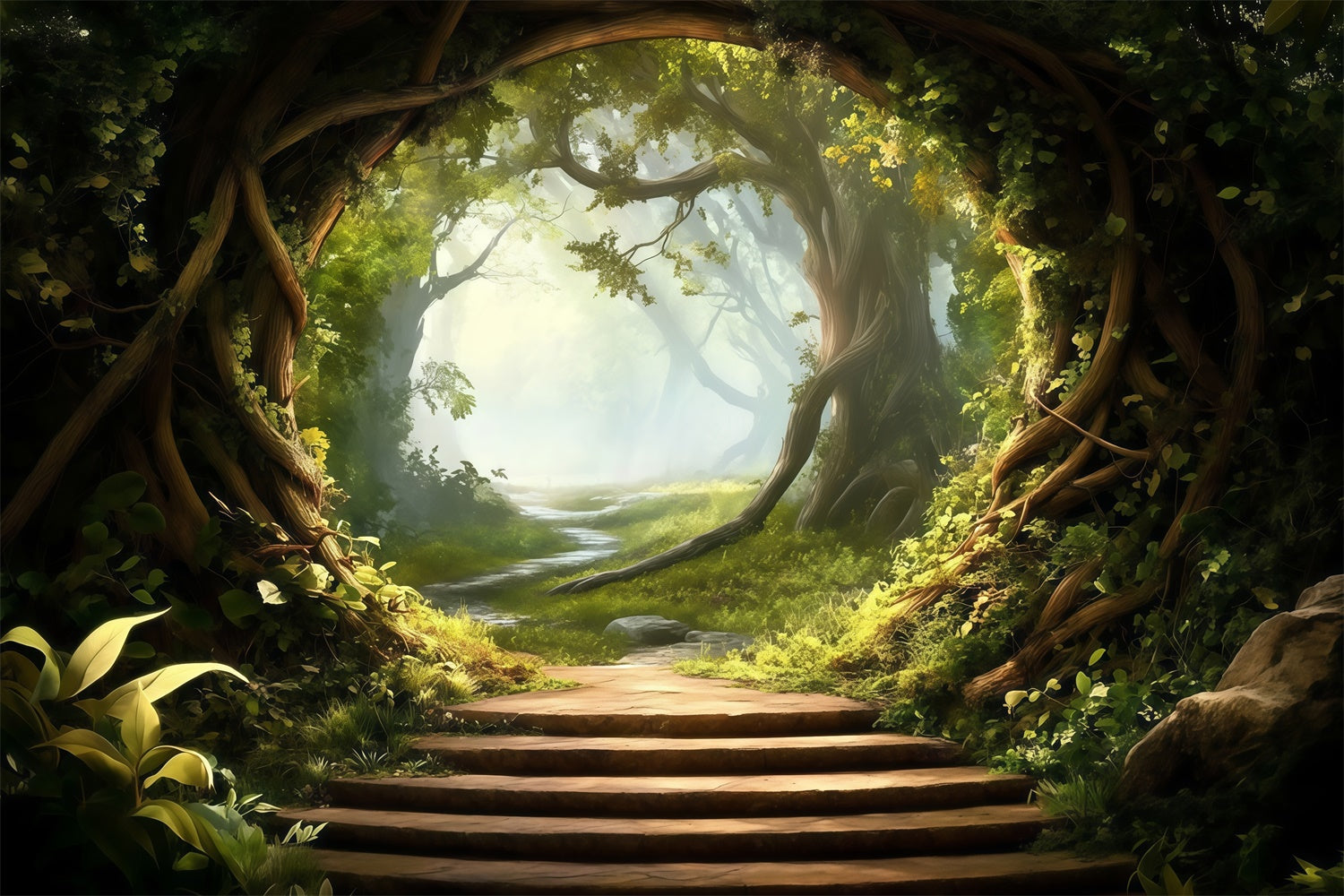 Forest Photography Backdrop Gentle Green Pathway Backdrop UK MRR7-97