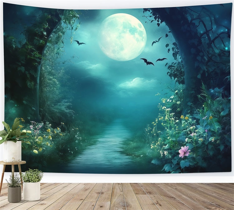 Night Forest Backdrop Midnight Blossom Path Backdrop UK MRR7-99