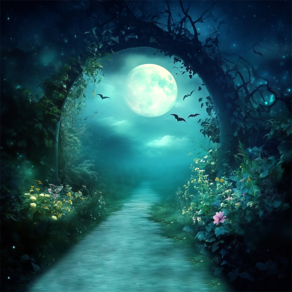 Night Forest Backdrop Midnight Blossom Path Backdrop UK MRR7-99