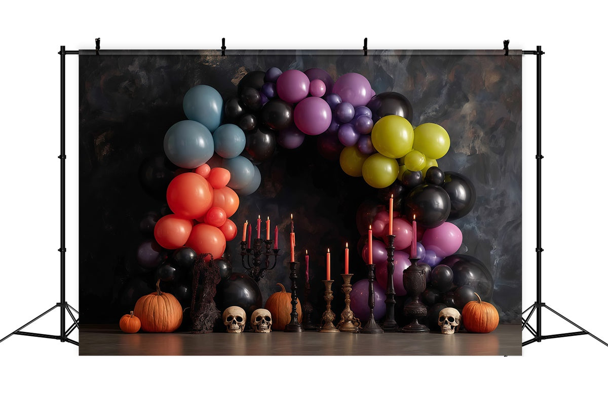 Halloween Wall Backdrop Colorful Balloon Arch Halloween Backdrop for Photos UK MRR8-1