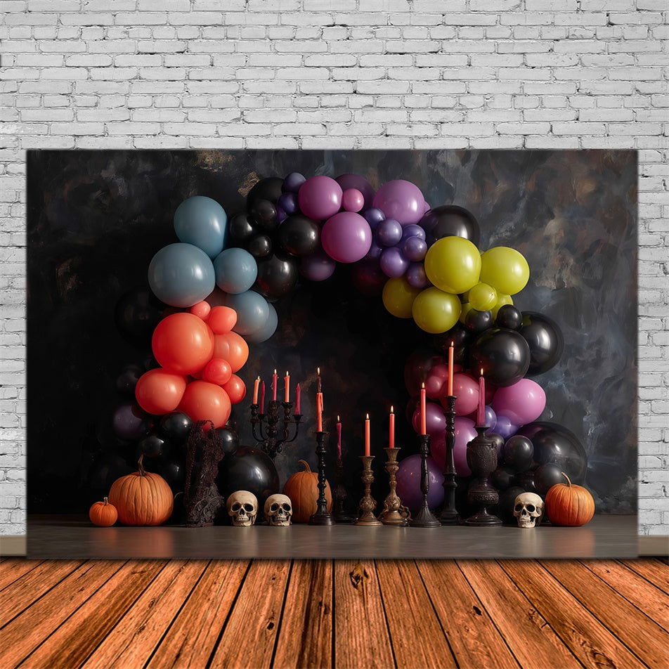 Halloween Wall Backdrop Colorful Balloon Arch Halloween Backdrop for Photos UK MRR8-1