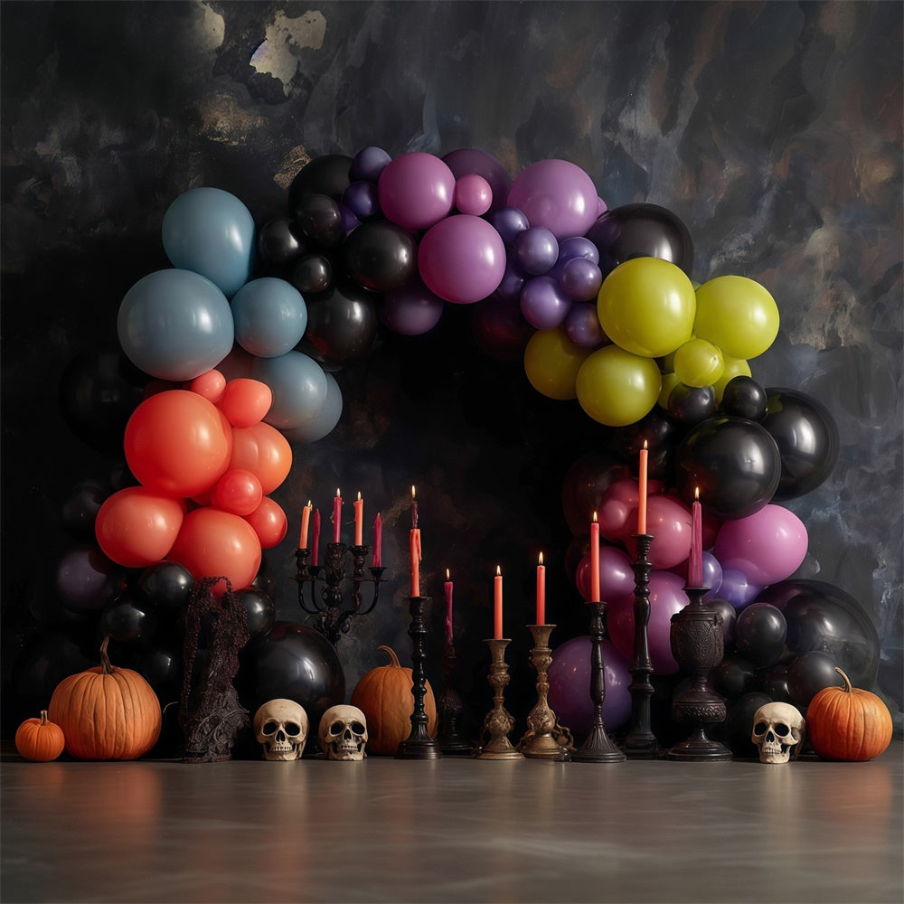 Halloween Wall Backdrop Colorful Balloon Arch Halloween Backdrop for Photos UK MRR8-1