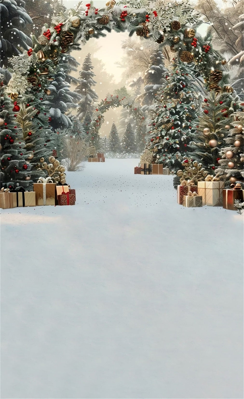 Christmas Tree Farm Backdrop Luxury Gold Gift Arch Christmas Backdrop UK MRR8-101