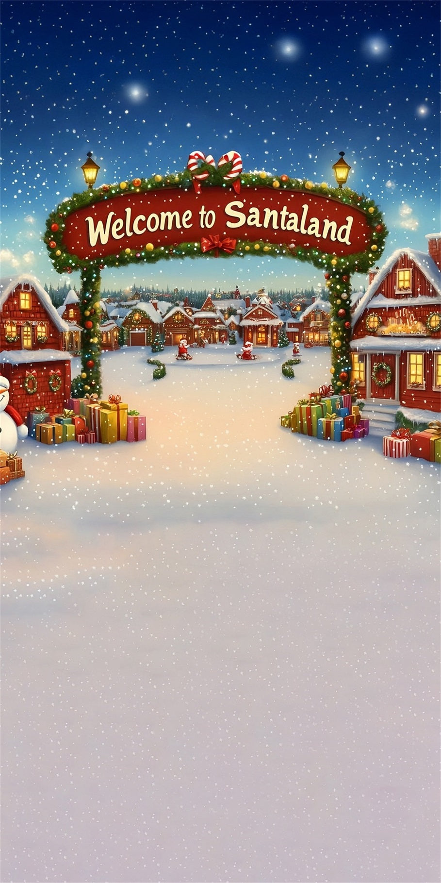 Christmas Village Backdrop Town Gate Welcome to Santaland High Resolution Christmas Backdrop UK MRR8-114