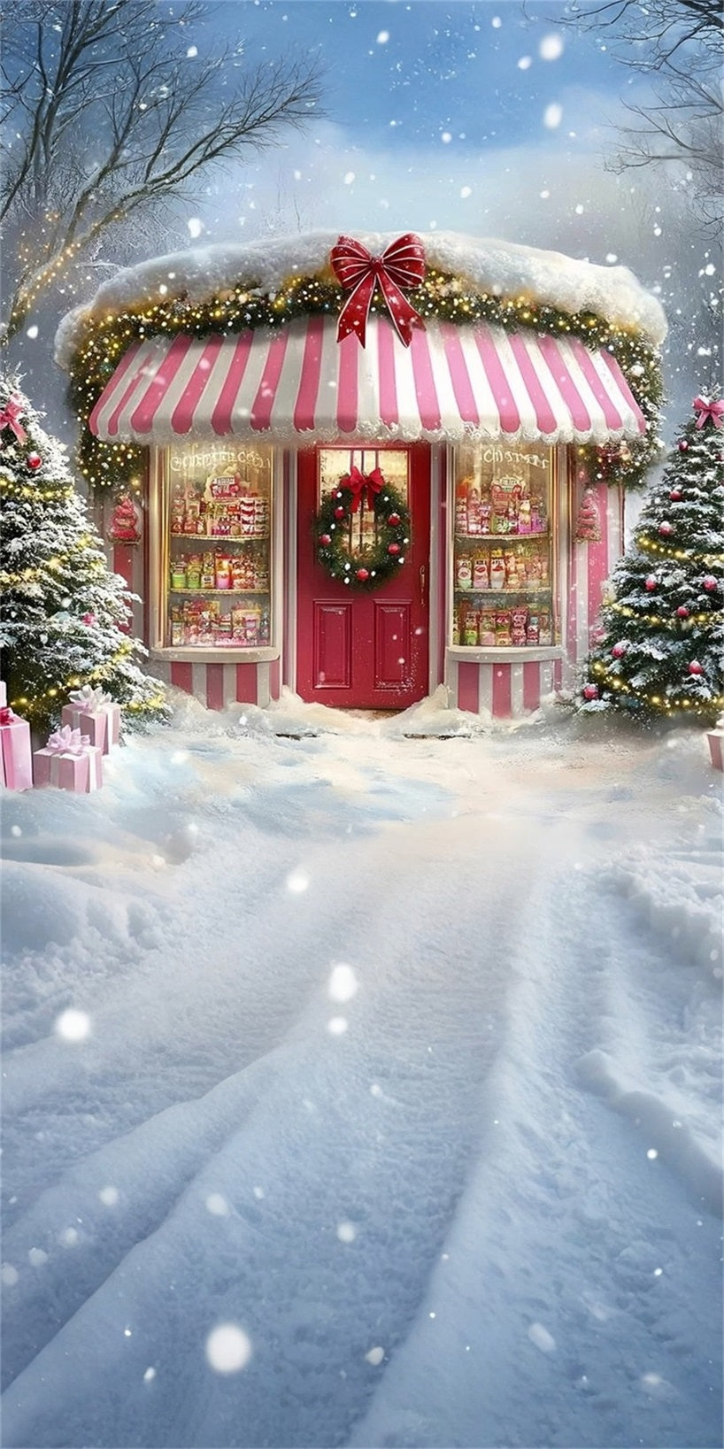 Holiday Backdrop Snowy Christmas Dessert Shop Christmas Backdrop Photography UK MRR8-115