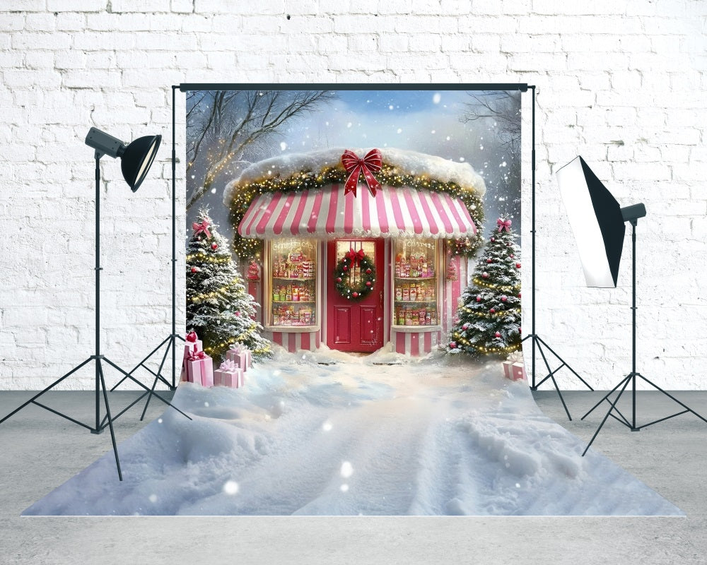 Holiday Backdrop Snowy Christmas Dessert Shop Christmas Backdrop Photography UK MRR8-115