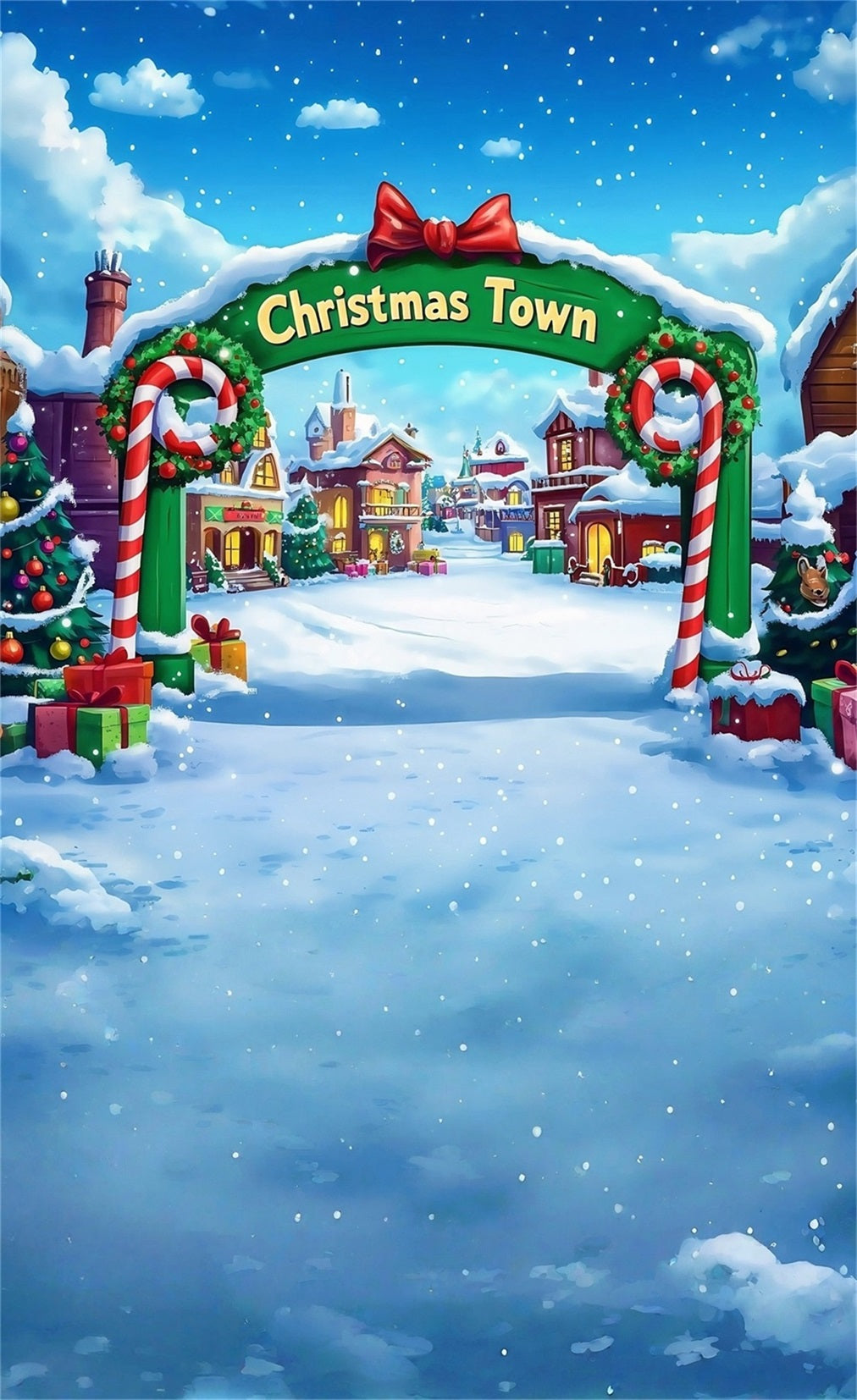 Christmas Village Backdrop Christmas Town Entrance Candy Gate Christmas Photo Backdrop UK MRR8-118