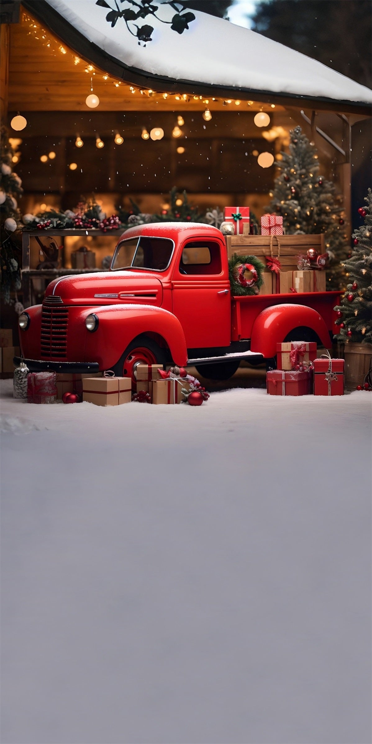 Red Christmas Backdrop Modern Vintage Red Gift Truck Under Eaves Christmas Backdrop ideas UK MRR8-127