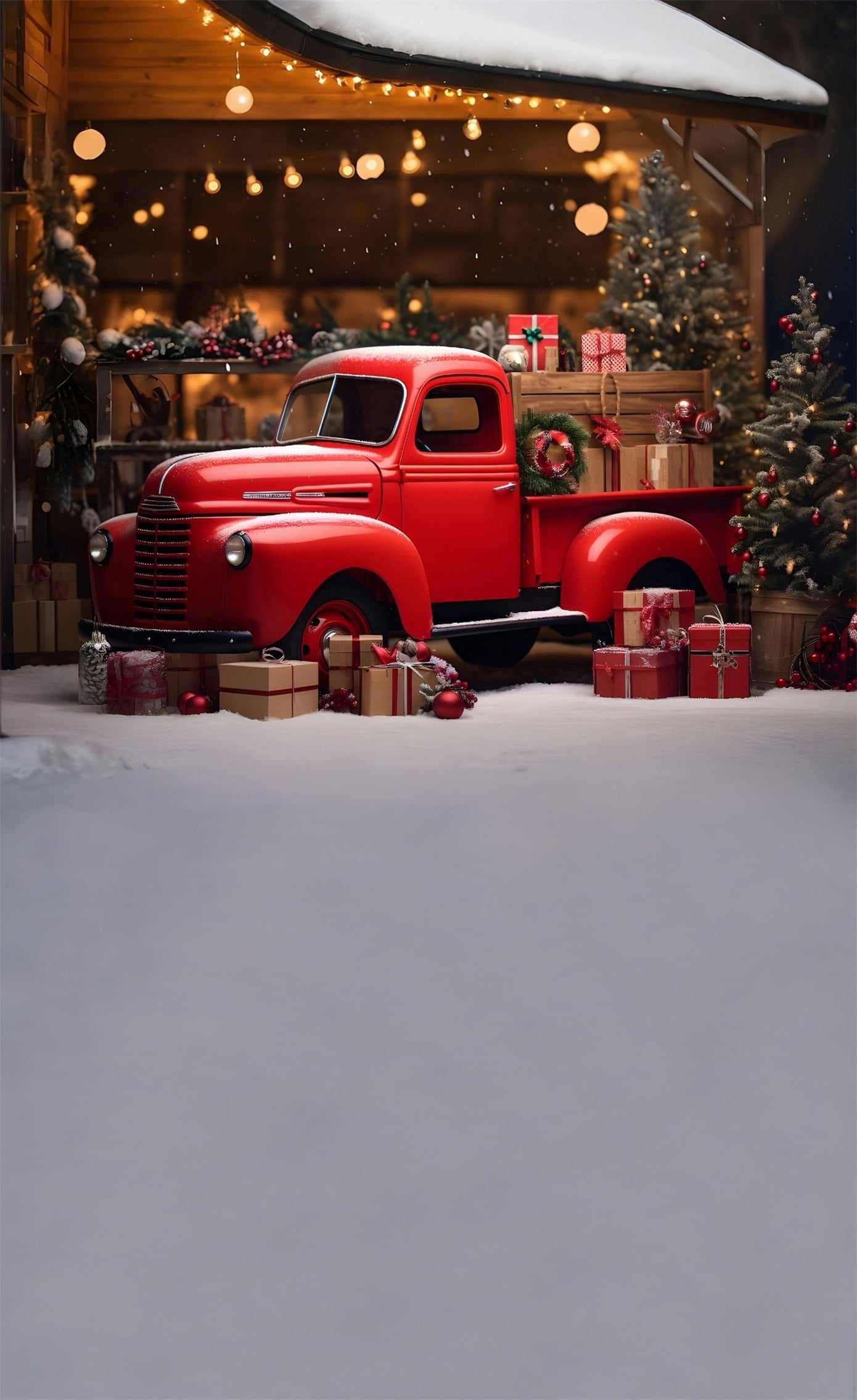 Red Christmas Backdrop Modern Vintage Red Gift Truck Under Eaves Christmas Backdrop ideas UK MRR8-127