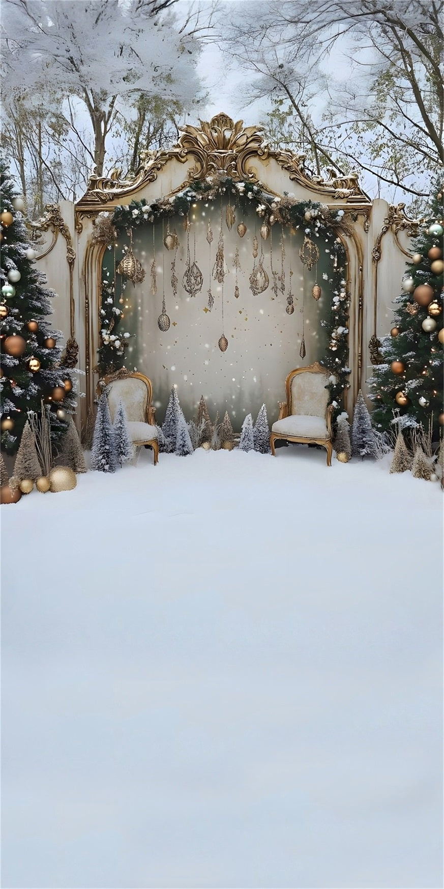 Christmas Tree Backdrop Luxury Christmas Fence Gold Decoration Christmas Backdrop Photography UK MRR8-130