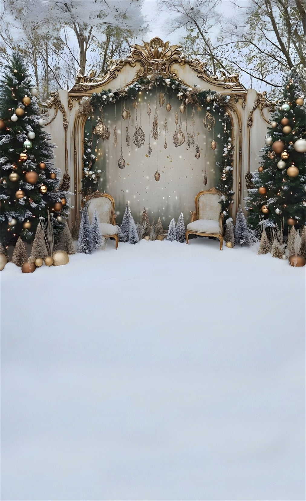 Christmas Tree Backdrop Luxury Christmas Fence Gold Decoration Christmas Backdrop Photography UK MRR8-130