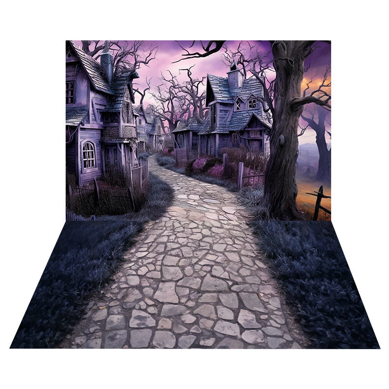 Haunted Village Path Backdrop+Stone Path Twilight Floor Backdrop UK MRR8-144
