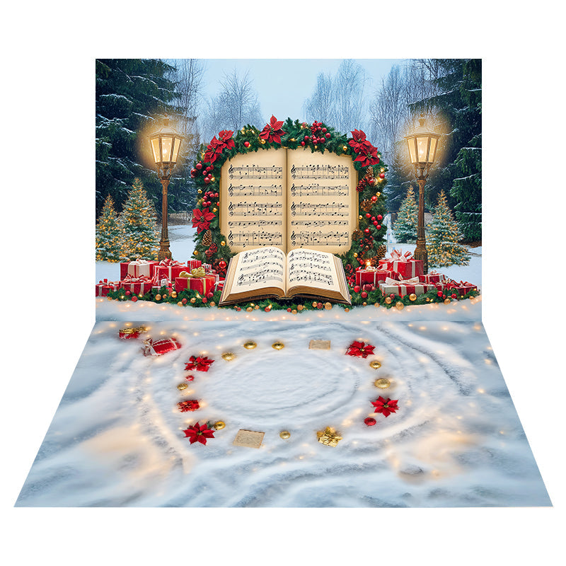 Holiday Music Harmony Backdrop+Snow Lights Christmas Floor Backdrop UK MRR8-200
