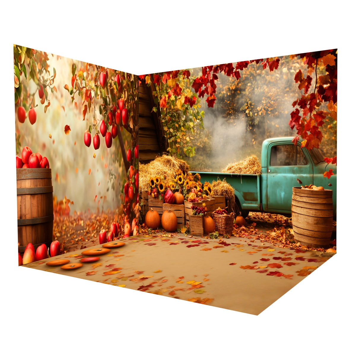 Fall Photoshoot Backdrop Vintage Truck Autumn Harvest Backdrop Room Set UK MRR8-219