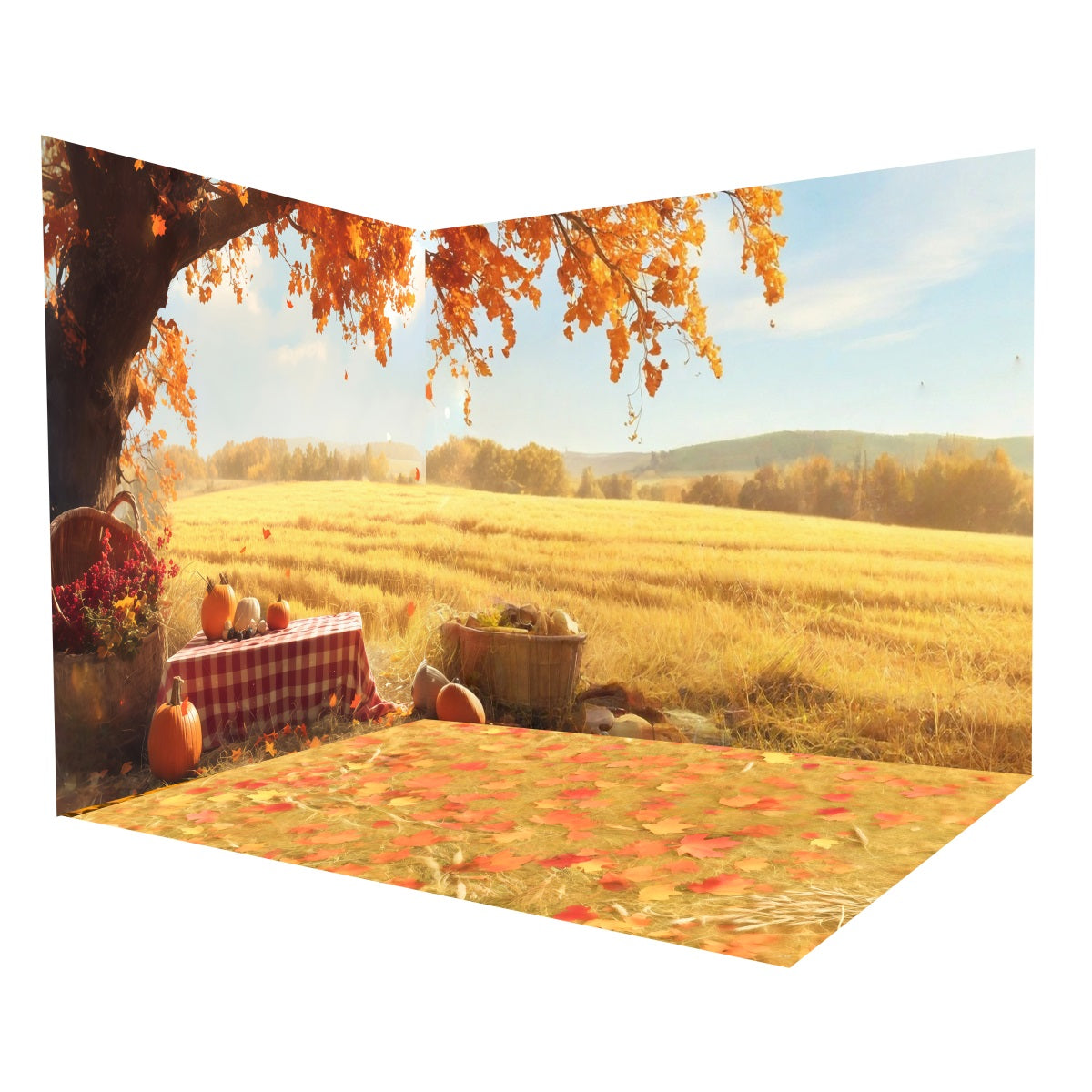 Fall Photo Backdrop Autumn Field Picnic Pumpkin Backdrop Room Set UK MRR8-223