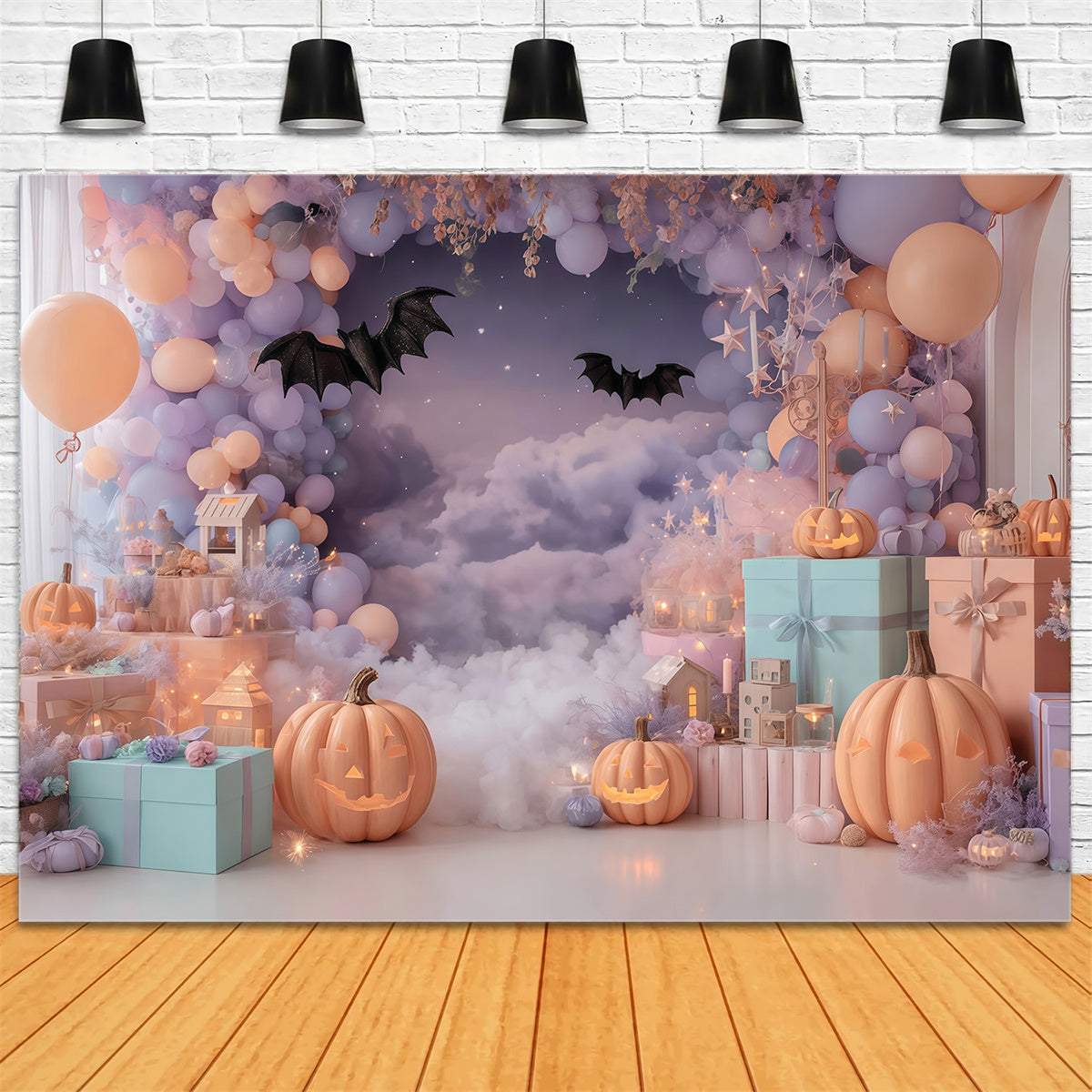 Halloween Backdrops for Photos Pastel Cloud Bat Party Halloween Backdrop UK MRR8-25
