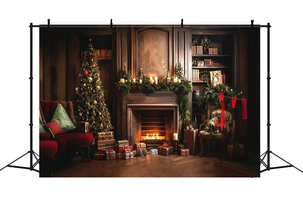Christmas Backdrop Classic Fireplace Holiday Room Christmas Backdrop for Photos UK MRR8-264
