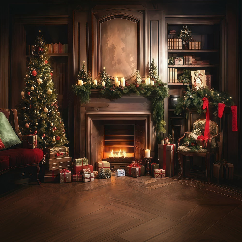 Christmas Backdrop Classic Fireplace Holiday Room Christmas Backdrop for Photos UK MRR8-264