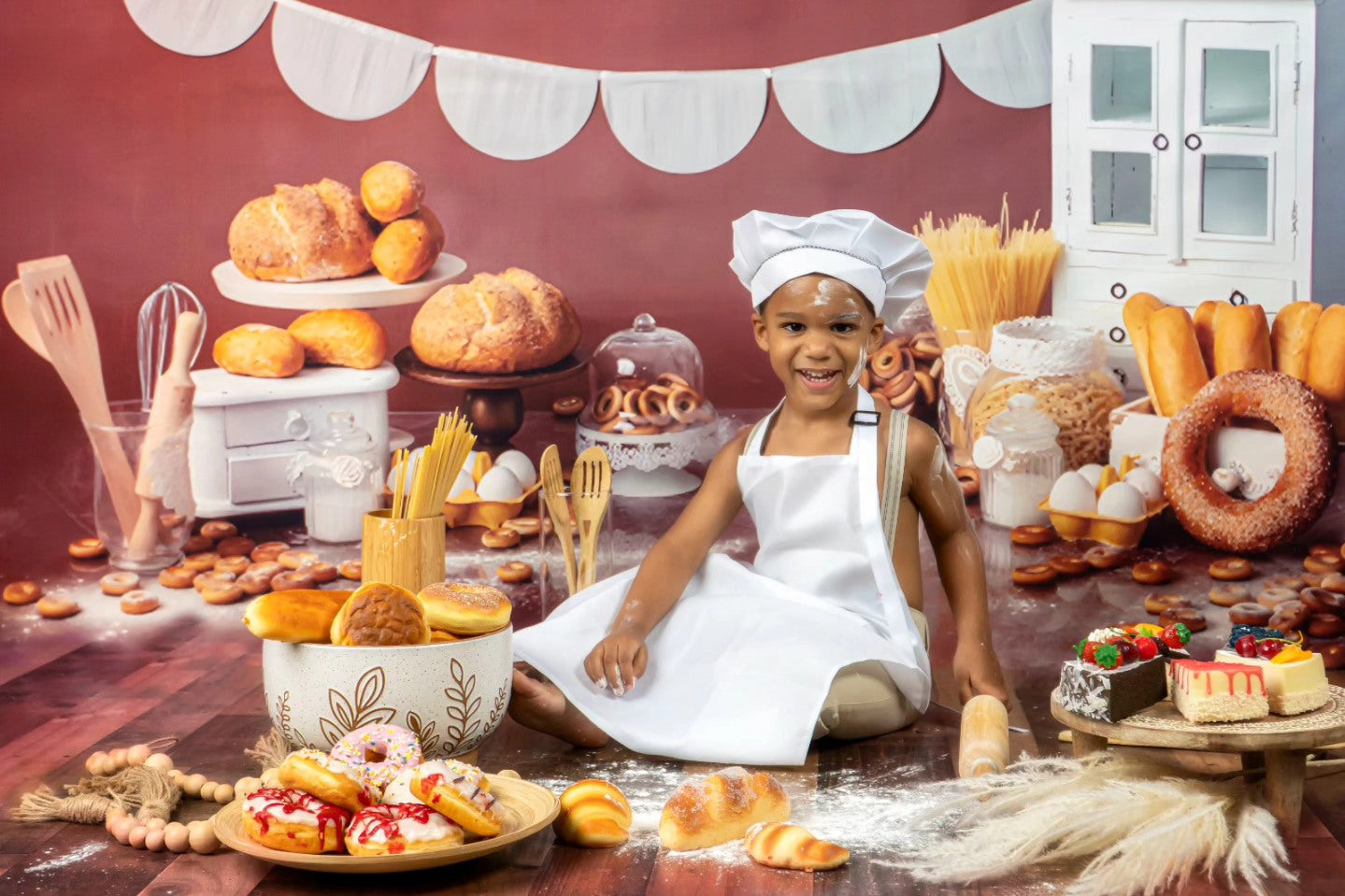 Smash Cake Backdrop Bakery Bread Rustic Display Birthday Photo Backdrop UK MRR8-268