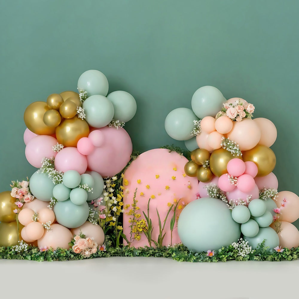 Cake Smash Backdrop Balloon Flower Arch Decoration Birthday Backdrop UK MRR8-270