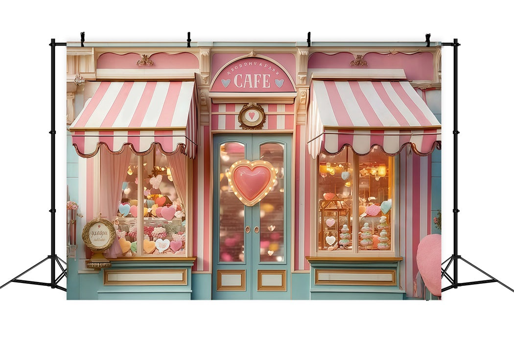 Valentine's Day Backdrop Candy Shop Window Display Valentine Photo Backdrop UK MRR8-273