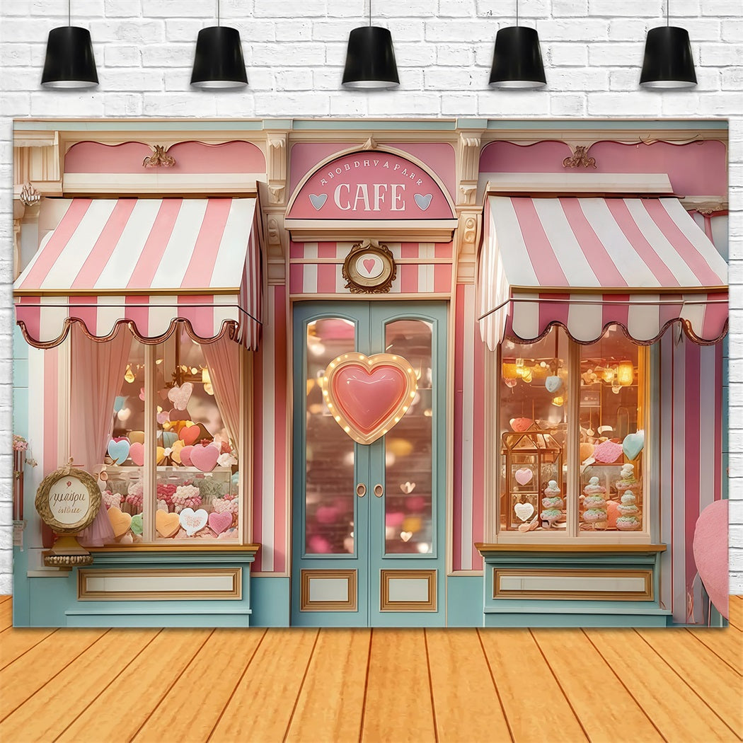 Valentine's Day Backdrop Candy Shop Window Display Valentine Photo Backdrop UK MRR8-273