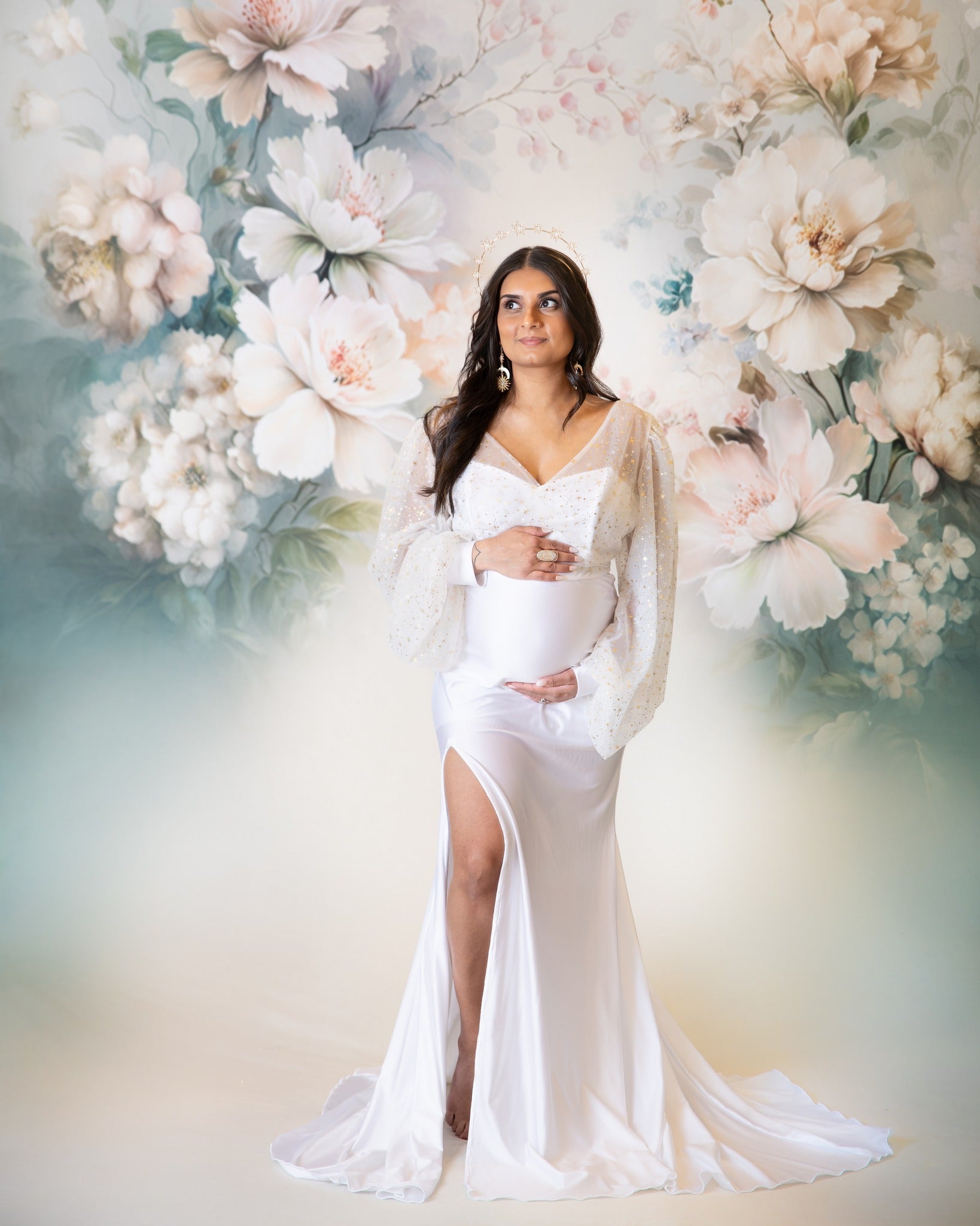 Maternity Backdrop Abstract Vintage Flower Painting Maternity Photo Backdrop UK MRR8-276