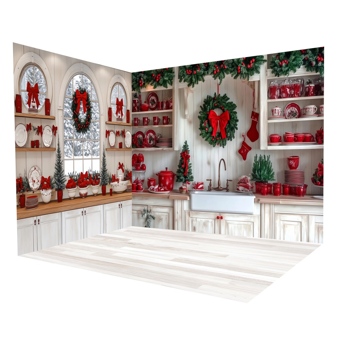 Christmas Backdrop Red Kitchen Fireplace Backdrop Room Set UK MRR8-282