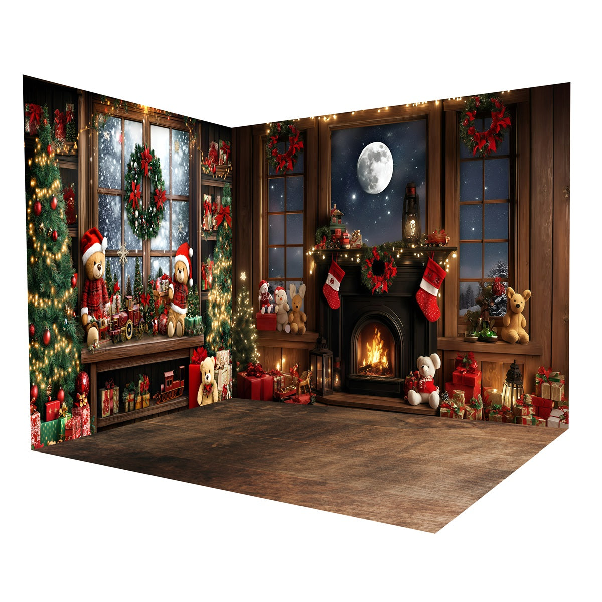 Christmas Backdrop Ideas Teddy Bear Moonlight Backdrop Room Set UK MRR8-286