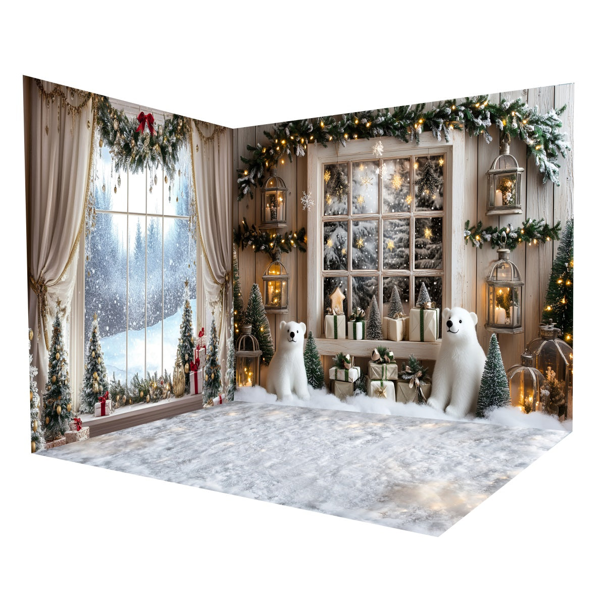 Christmas Backdrops Winter Snow Window Display Backdrop Room Set UK MRR8-303