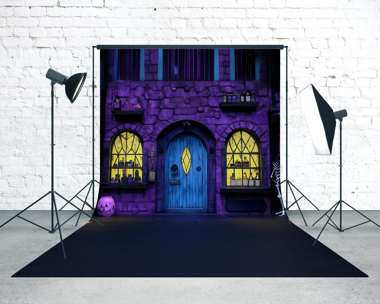 Halloween Backdrop Purple Magic Potion Shop Sweep Backdrop UK MRR8-41