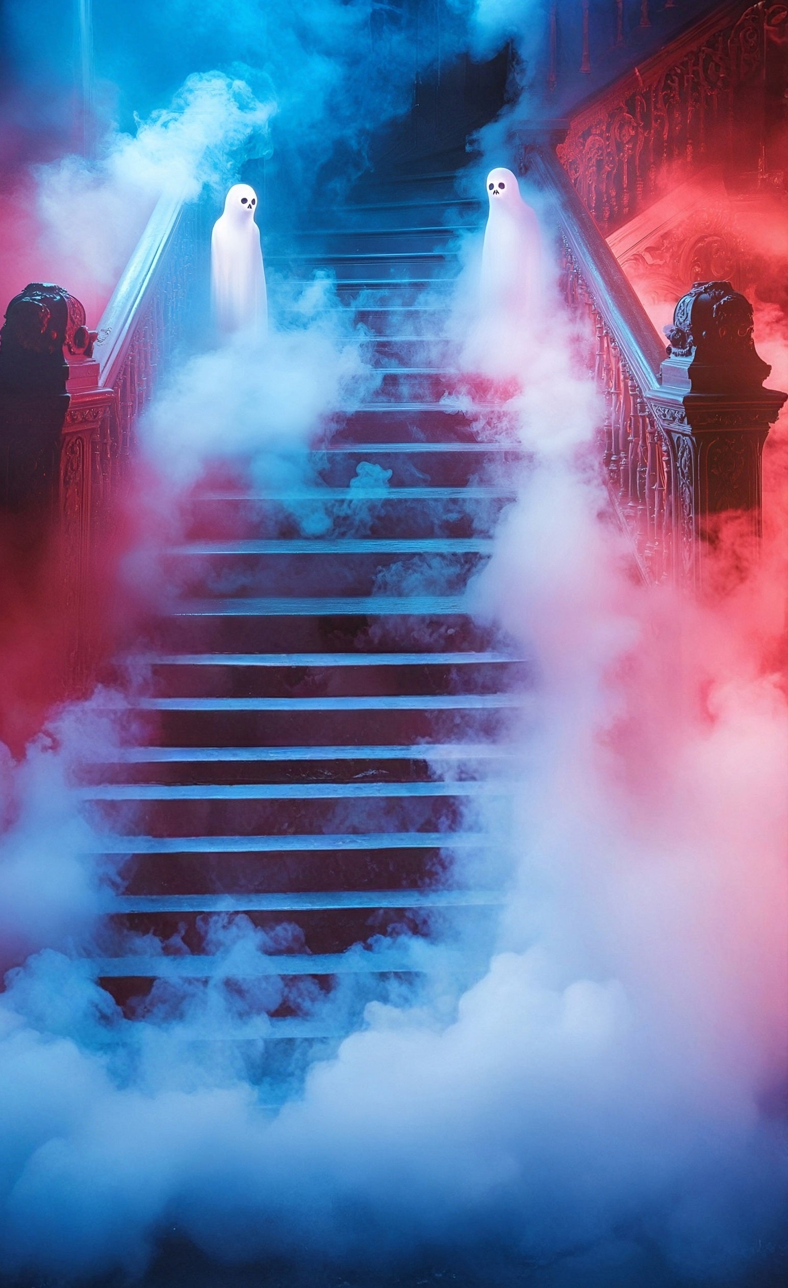 Spooky Halloween Backdrop Red Ghost Smoke Steps Sweep Backdrop UK MRR8-45