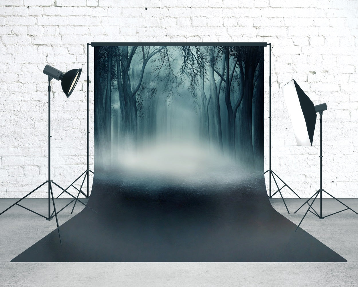 Scary Halloween Backdrops Misty Deadwood Forest Sweep Backdrop UK MRR8-60