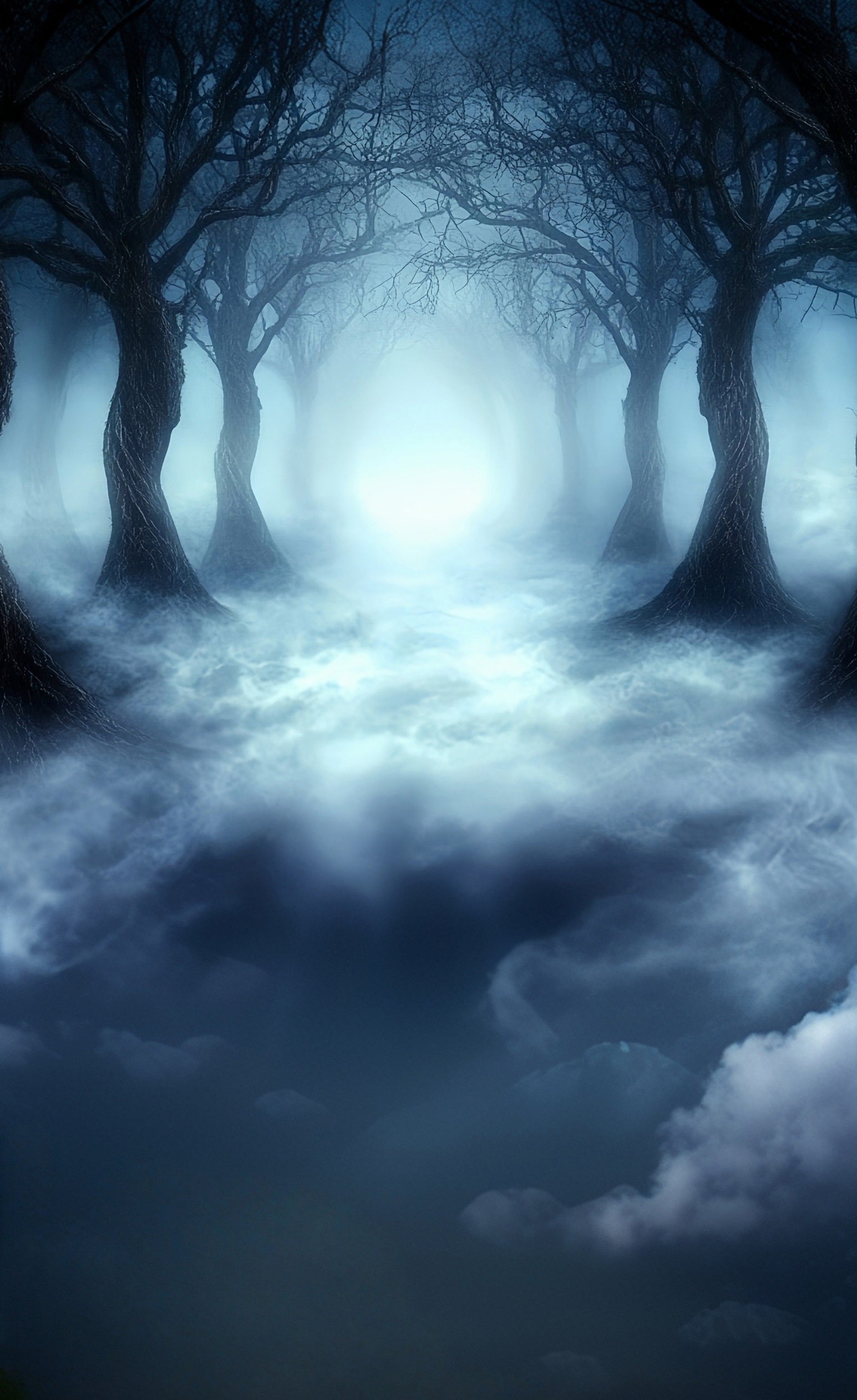 Halloween Photo Backdrops Spooky Misty Black Forest Sweep Backdrop UK MRR8-66