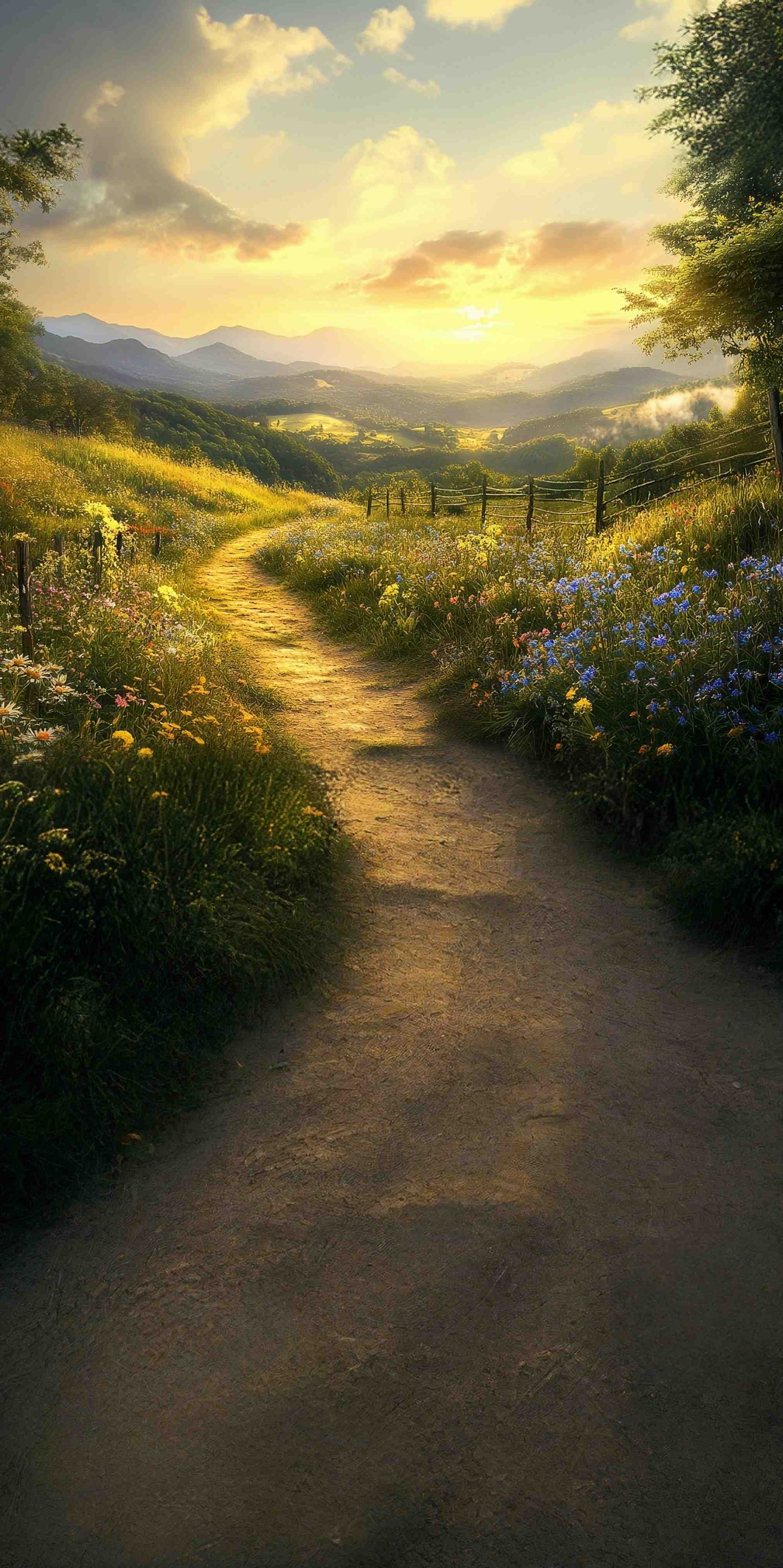 Fall Backdrops Golden Wildflower Sunset Trail Sweep Backdrop UK MRR8-75