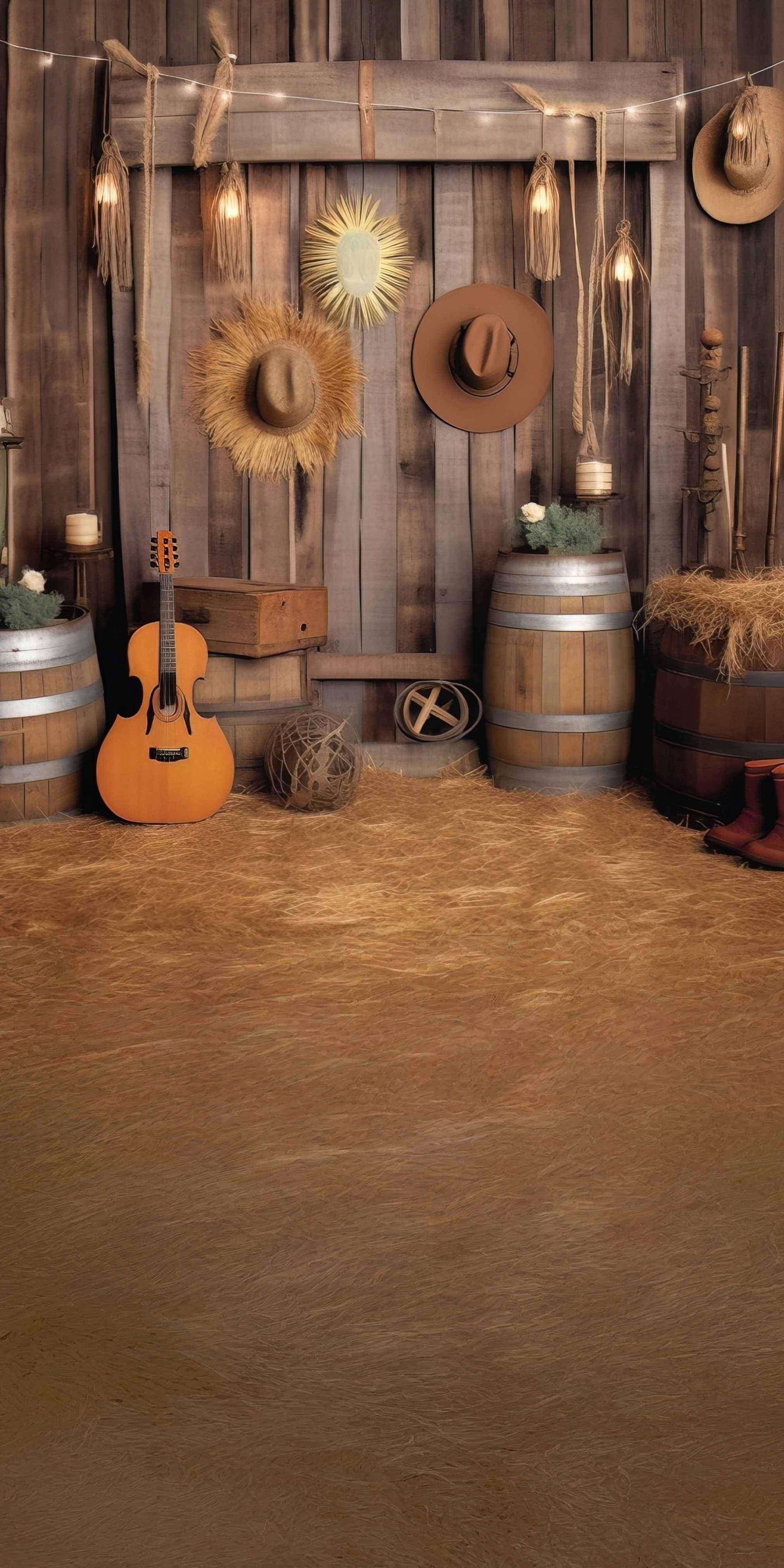Cowboy Backdrop Western Guitar Barn Harvest Sweep Backdrop UK MRR8-78