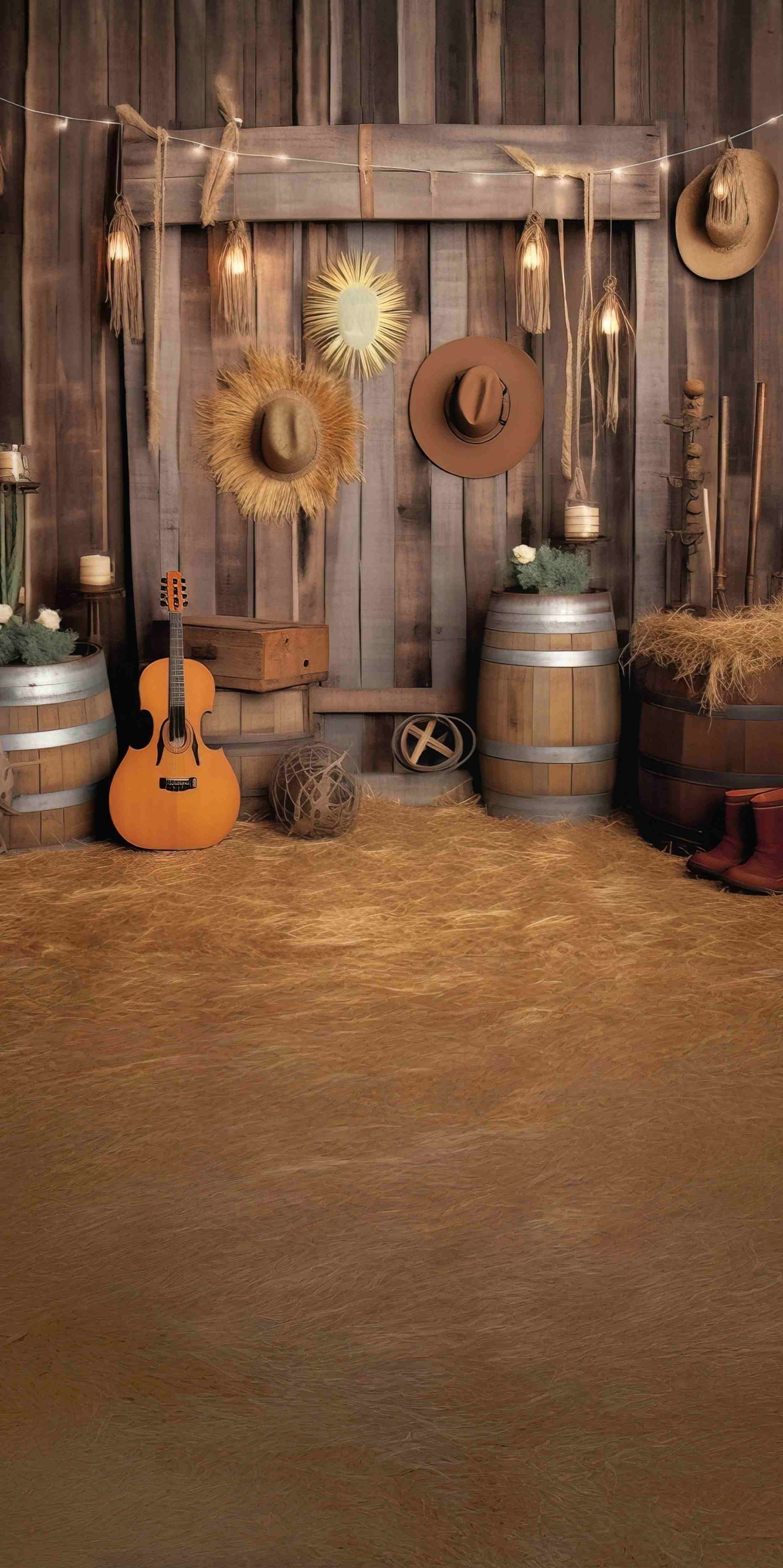 Cowboy Backdrop Western Guitar Barn Harvest Sweep Backdrop UK MRR8-78