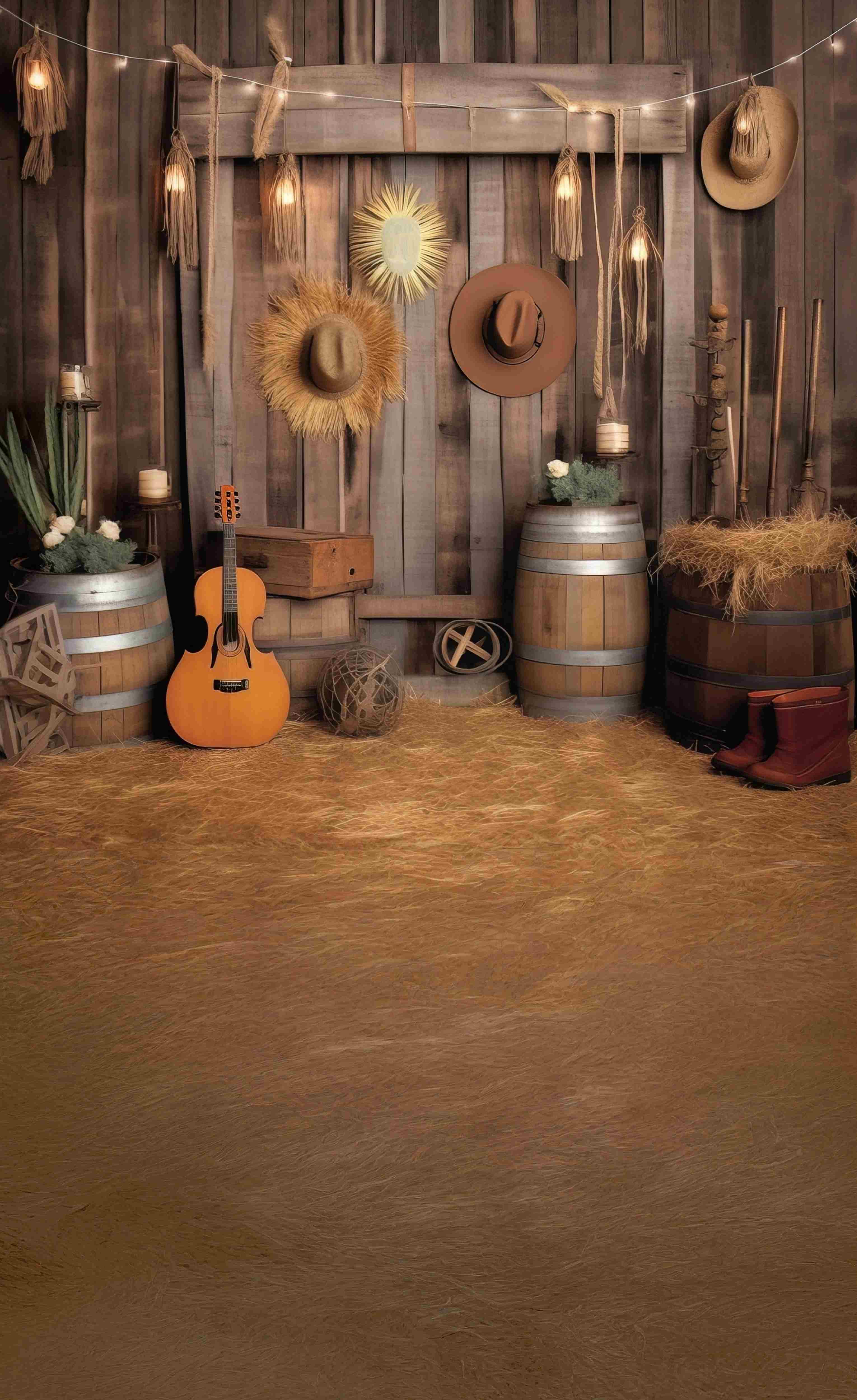 Cowboy Backdrop Western Guitar Barn Harvest Sweep Backdrop UK MRR8-78