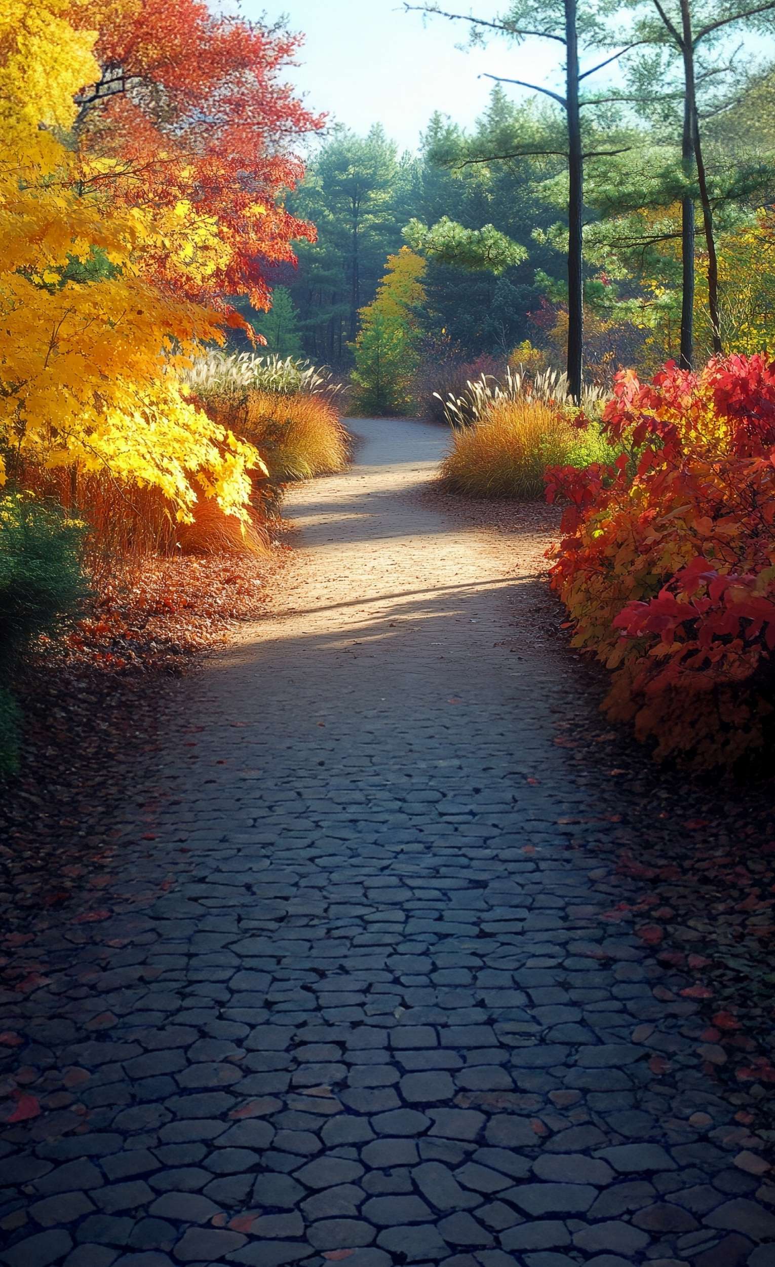 Fall Photo Backdrops Golden Maple Pathway Sweep Backdrop UK MRR8-83