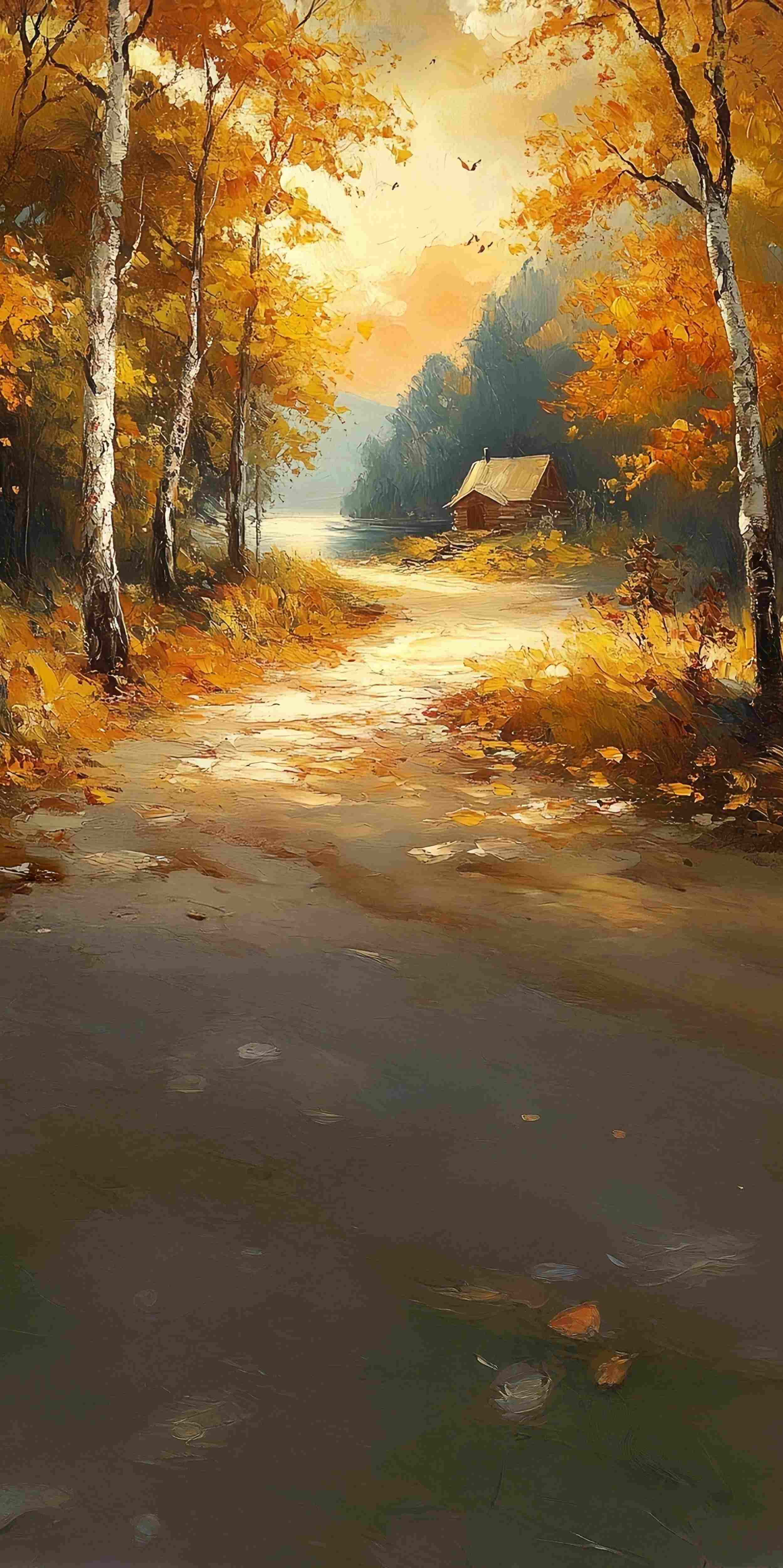 Fall Backdrop for Photos Autumn Cabin Riverbank Sweep Backdrop UK MRR8-85