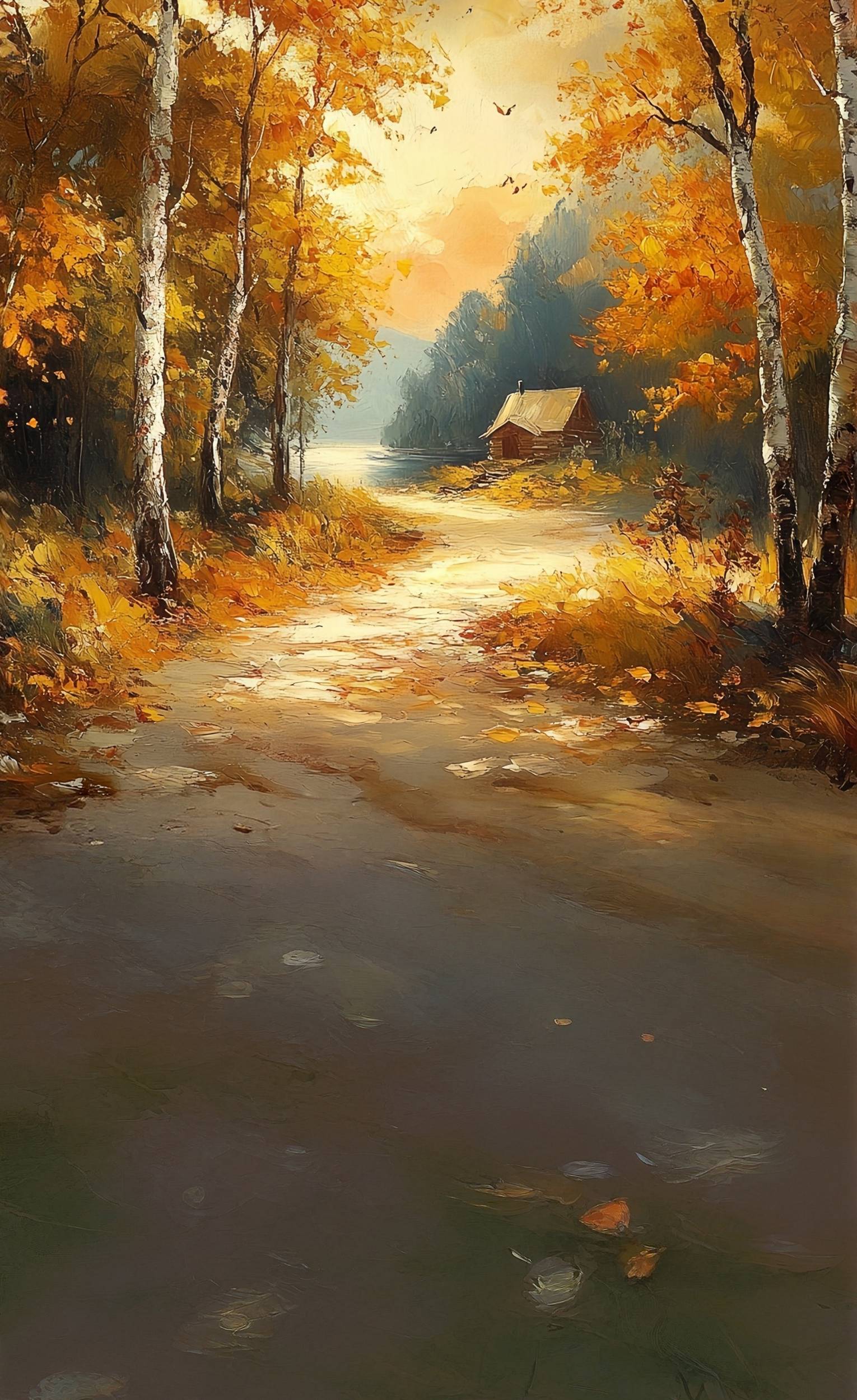 Fall Backdrop for Photos Autumn Cabin Riverbank Sweep Backdrop UK MRR8-85