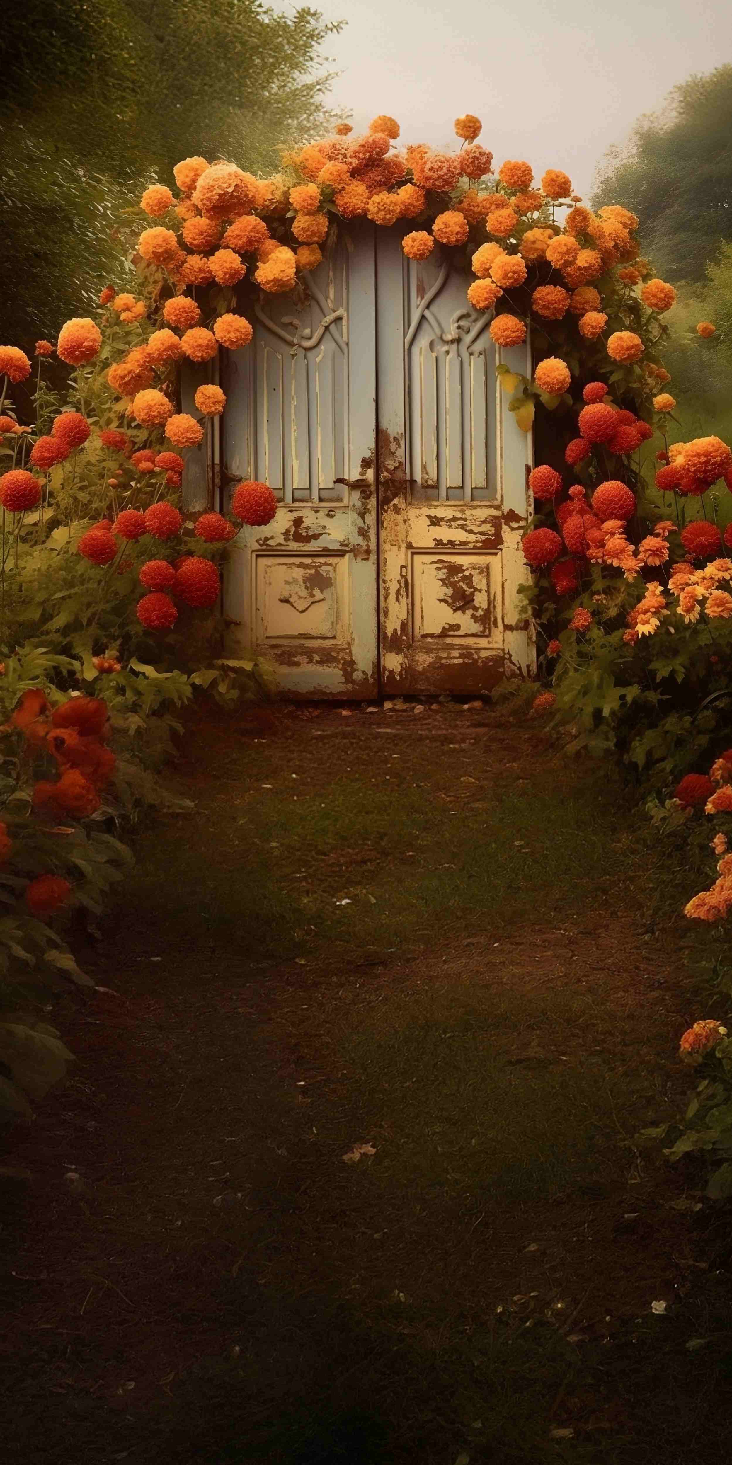 Fall Backdrop Vintage Doorway Bloom Garden Sweep Backdrop UK MRR8-90