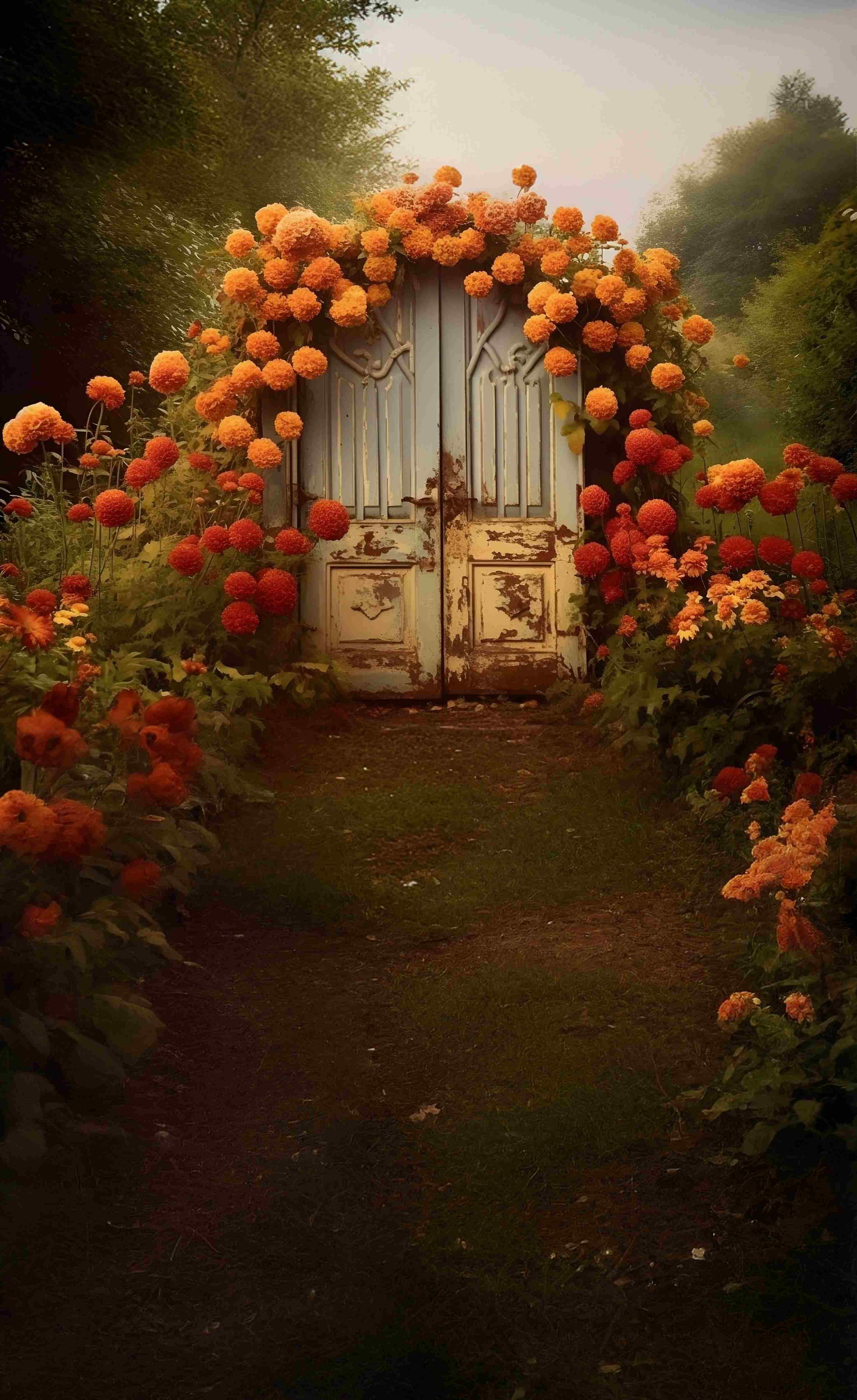 Fall Backdrop Vintage Doorway Bloom Garden Sweep Backdrop UK MRR8-90